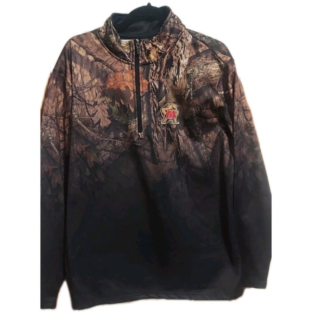 Maryland Terrapins 1/4Zip Jacket Mens Large Black Green Camo Colosseum NCAA SZ L